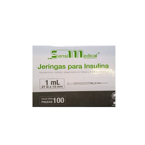 JERINGA PARA INSULINA 1mL 27GX13mm, 100pz