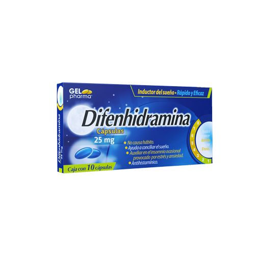 DIFENHIDRAMINA 25mg CÁPSULAS, GELPHARMA C/10