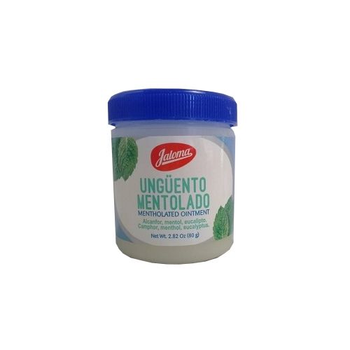 ALCANFOR, MENTOL, EUCALIPTO. UNGüENTO MENTOLADO 80g.JALOMA