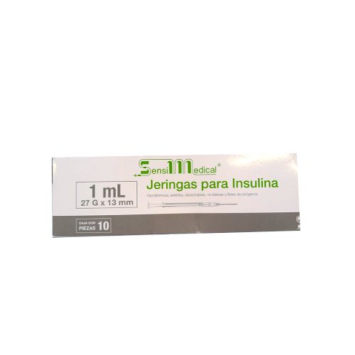 JERINGA INSULINA 1 ml GRIS 27x13, 10 pzs SENSI MEDICAL