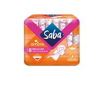 TOALLA FEMENINA 8 toallas, SABA AMORE REGULAR CON ALAS