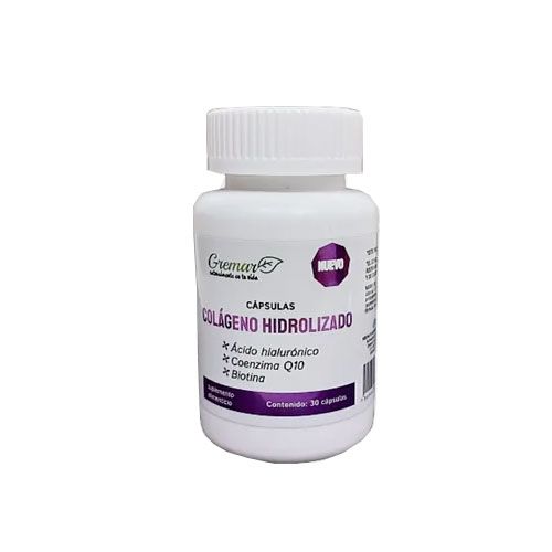 COLAGENO HIDROLIZADO/ACIDO HIALURONICO/BIOTINA, 30 cap, GREMAR