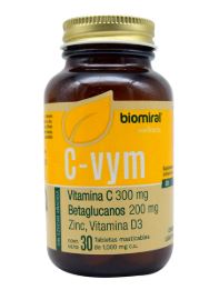 VITAMINA C/BETAGLUCANOS/ZINC/VITAMINA D3, 30 tab, C-VYM