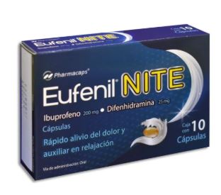 IBUPROFENO/DIFENHIDRAMINA 200/25 mg, 10 cap, EUFENIL NITE