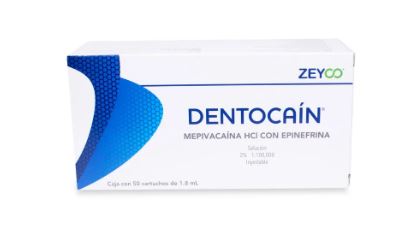 MEPIVACAINA HCI c/EPINEFRINA 2%, 50 cartuchos de 1.8 ml, DENTOCAIN