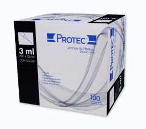 JERINGA 3 ml NEGRA 22X32, 100 pz, PROTEC