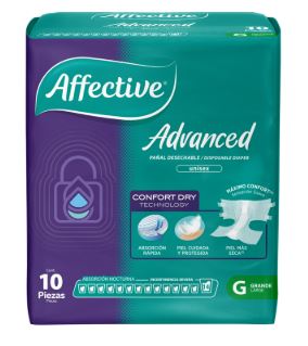PAÑAL DESECHABLE 10 pz, AFFECTIVE ADVANCED GRANDE