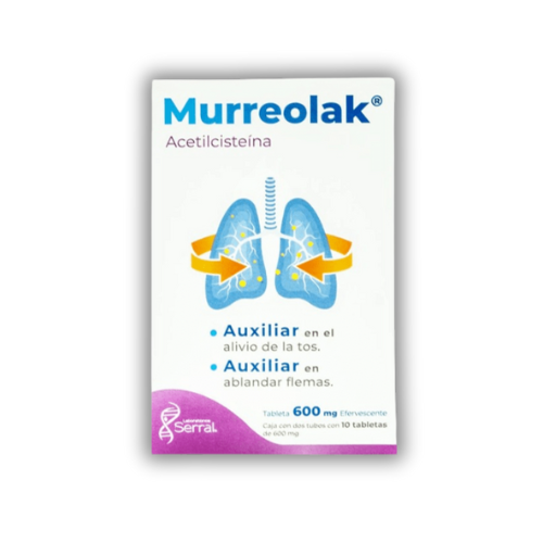 ACETILCISTEINA 600 mg, 10 tab efervescentes, MURREOLAK