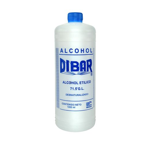 ALCOHOL ETILICO 71Âº GL DESNATURALIZADO  AZUL 1000 ML, DIBAR 1000 ml pza