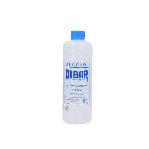 ALCOHOL ETILICO 71Âº GL DESNATURALIZADO  AZUL 500 ML, DIBAR 500 ml pza