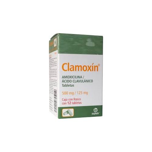 AMOXICILINA TRIHIDRATADA/ACIDO CLAVULANICO 500/125 mg, 12 tab, CLAMOXIN