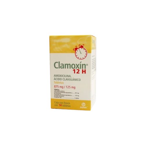 AMOXICILINA TRIHIDRATADA/ACIDO CLAVULANICO 875/125 mg, 14 tab, CLAMOXIN 12H
