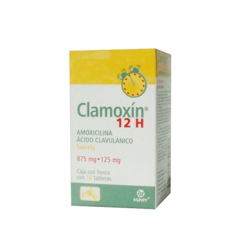 AMOXICILINA TRIHIDRATADA  ACIDO CLAVULANICO 875/125 MG , CLAMOXIN 12H 10  tab