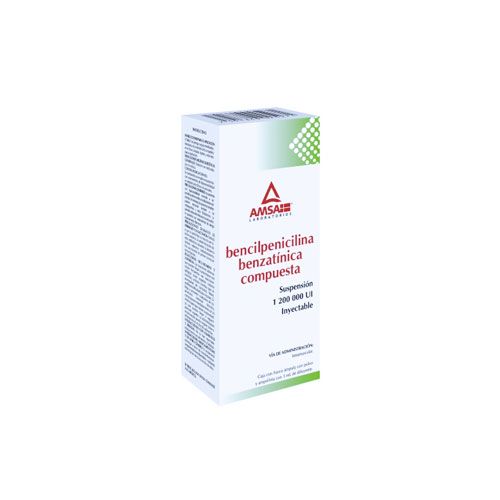 BENCILPENICILINA BENZATINICA COMPUESTA 1 200,000 U c/DILUYENTE 3 ml, 1 amp, AMSA