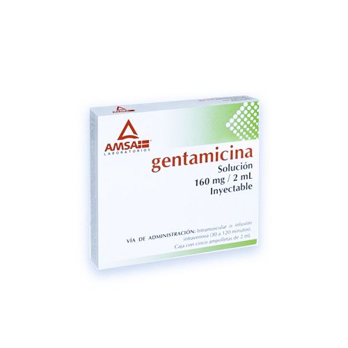 GENTAMICINA 160 MG 2 ML , G.I. AMSA 5  amp