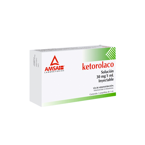 KETOROLACO  TROMETAMINA 30 MG/1 ML, G.I. AMSA 3  amp