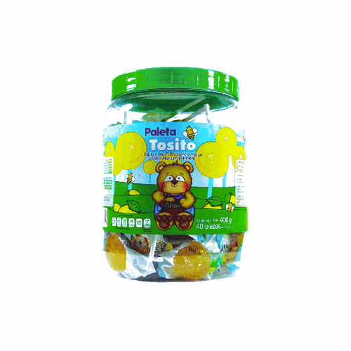 MIEL, LIMON, PALETA OSITO, VITROLERO 40 pzas