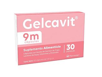 MULTIVITAMINAS/MINERALES/ACEITE DE GERMEN DE TRIGO, 30 cap, GELCAVIT 9 MESES