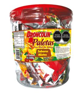 PALETA BRONCOLIN VITROLERO,  c/50 paletas, SABORES MIXTOS