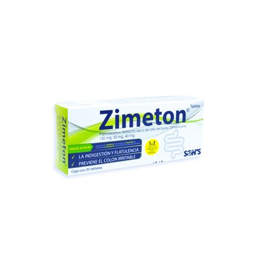 PANCREATINA, BILIS DE BUEY, DIMETILPOLISILOXANO, ZIMETON 20 tab