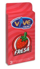PRESERVATIVO 3 pz, VIVE COLORS FRESA