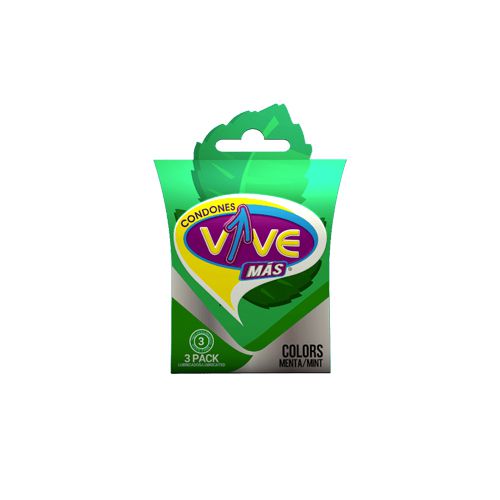 PRESERVATIVO VIVE COLORS MENTA,  3  pza