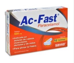 PARACETAMOL 500 mg, 10 tab, AC-FAST