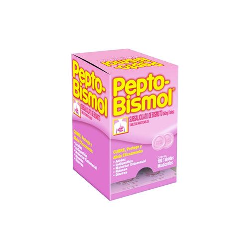 SUBSALICILATO DE BISMUTO 262 MG  TAB MASTICABLES, PEPTO-BISMOL 100  tab