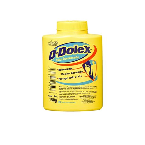 TALCO P/PIES AMARILLO CHICO, O-DOLEX 150 grs pza