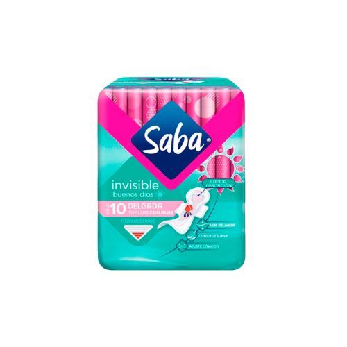 TOALLA FEMENINA SABA INVISIBLE C/ALAS,  10 pza