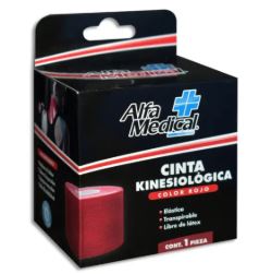CINTA KINESIOLOGICA 5 cm X 5 mts, 1 pz color rojo, ALFA MEDICAL