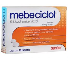 TINIDAZOL/MEBENDAZOL 300/60 mg, 18 tab, MEBECICLOL