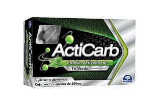 CARBON ACTIVADO/TE VERDE, 500 mg, 30 cap, ACTICARB