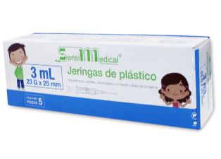JERINGA 3 ml AZUL 23GX25 mm, c/5 pz, SENSIMEDICAL