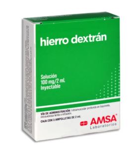 HIERRO DEXTRAN 100 mg/2 ml, 3 amp, AMSA