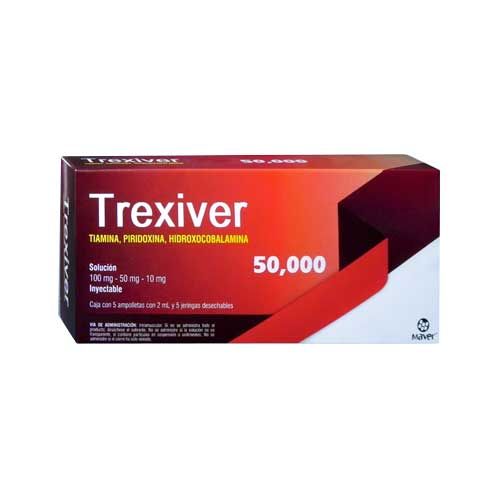COMPLEJO B HIDROXOCOBALAMINA TIAMINA PIRIDOXINA 5 amp TREXIVER 50,000