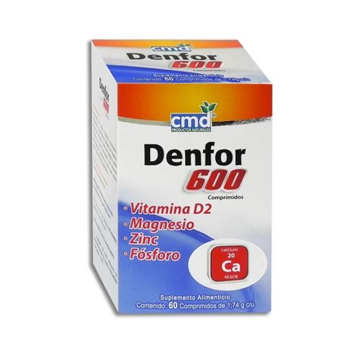 VITAMINA D2/MAGNESIO/ZINC/FOSFORO, 60 comp, DENFOR 600