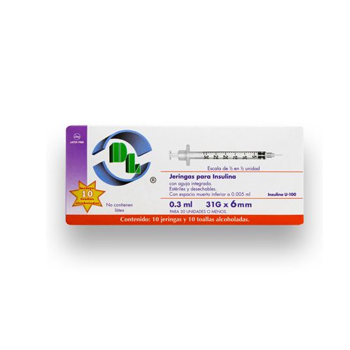 JERINGA DE INSULINA DL 0.3 ml 31GX6mm C/10 PZAS.  