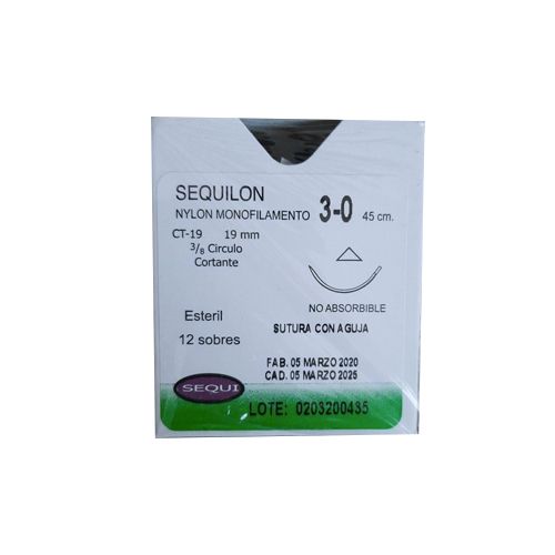 SUTURA NYLON SEQUILON 3-0, 1pza