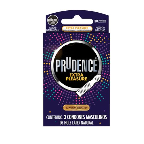 PRESERVATIVO PRUDENCE EXTRA PLEASURE 1 CAJA CON 3 pzas