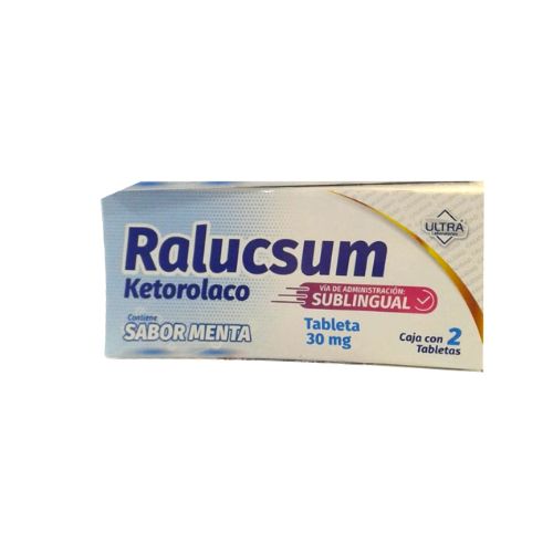 KETOROLACO SUBLINGUAL 30 mg, 2 tab, RALUCSUM SABOR MENTA