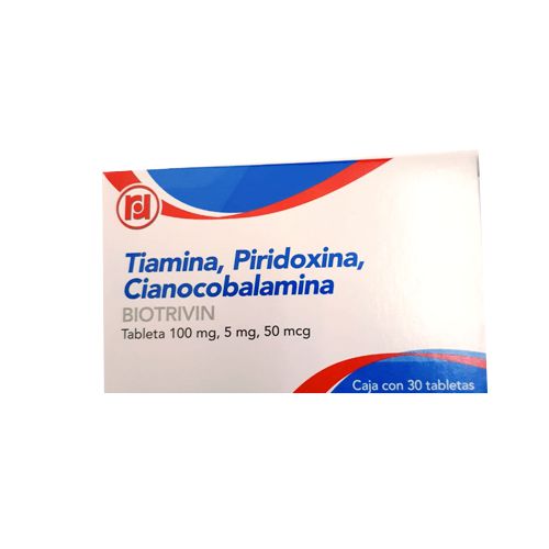 COMPLEJO B. TIAMINA, PIRIDOXINA, CIANOCOBALAMINA 30 tab BIOTRIVIN. ITUPHARMA