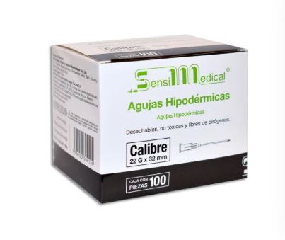 [7506022304124] AGUJA HIPODERMICA 22 g x 32 mm 100 pzas