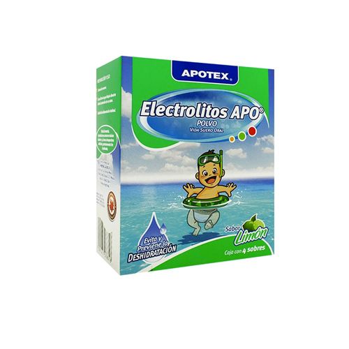 ELECTROLITOS ORALES SABOR LIMON c/4 sobres, APOTEX