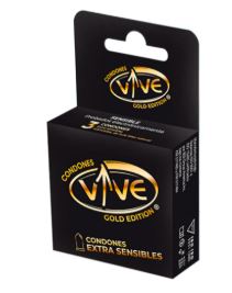 [7501342809038] PRESERVATIVO c/3 pz, GOLD EDITION VIVE EXTRA SENSIBLES