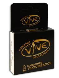 [7501342809045] PRESERVATIVO GOLD EDITION VIVE TEXTURIZADOS, 3 pza