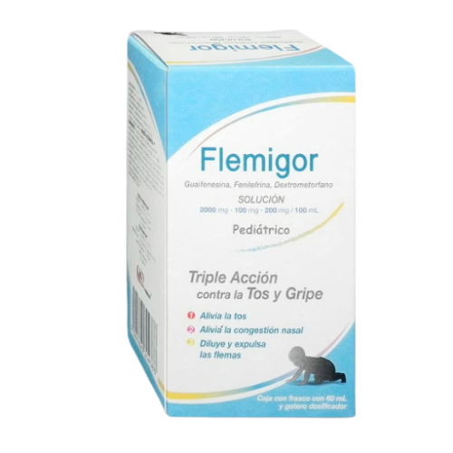 [7501825304388] GUAIFENESINA/FENILEFRINA/DEXTROMETORFANO 200mg/100mg/200mg/100mL FLEMIGOR PEDIATRICO 60 mL