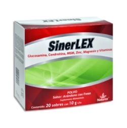 [7502259892205] COLAGENO/GLUCOSAMINA/CONDROITINA/MSM/ZINC/MAGNESIO/VITAMINAS, 20 sobres con 10 g, SINERLEX