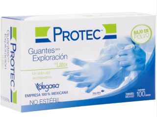 [7501048922208] GUANTE DE LATEX NO ESTERIL CHICO, 100 pz, PROTEC