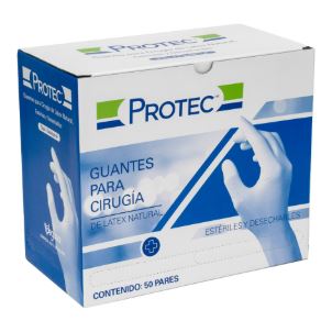 [7501048940851] GUANTE PARA CIRUJANO DE LATEX NATURAL 6 1/2, 50 pares, PROTEC